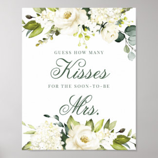 Poster Panneau Combien de baisers de roses blanches