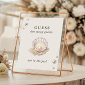 Poster Panneau Combien de perles de Baby shower côtier Je