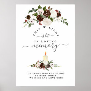 Poster Panneau commémoratif Bordo Blanc Floral En Souveni