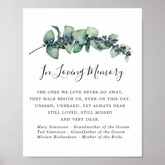 Poster Panneau commémoratif de mariage botanique élégant (Devant)