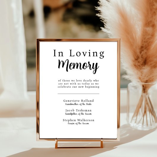 Poster Panneau commémoratif de mariage En souvenir affect
