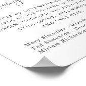 Poster Panneau commémoratif de mariage floral blanc pourp (Coin)