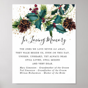 Poster Panneau commémoratif de mariage Houx rustique et B