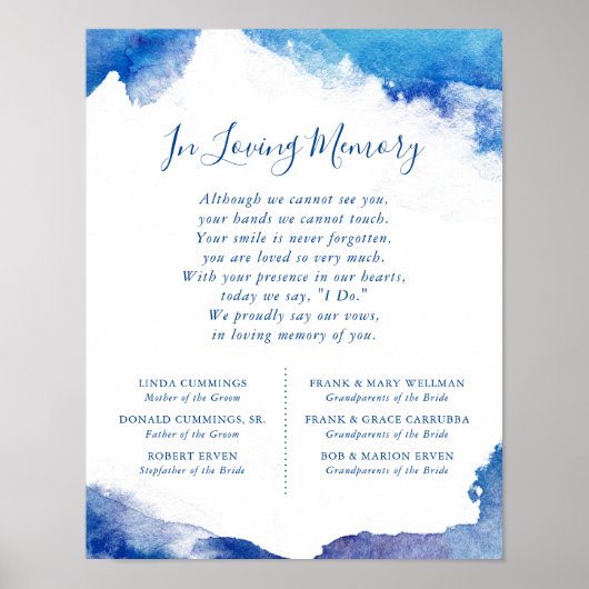 Poster Panneau commémoratif de mariage Sapphire Tide (Devant)