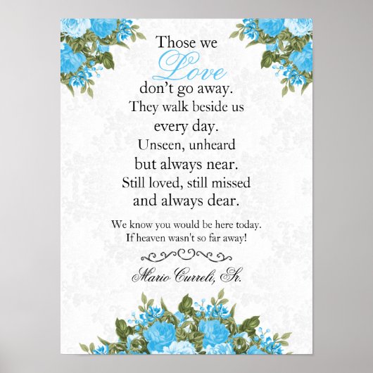 Poster Panneau commémoratif - Fleurs bleues bébé (Devant)