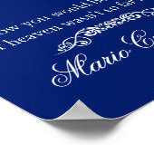 Poster Panneau commémoratif - Fleurs orange sur bleu mari (Coin)