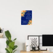 Poster Panneau commémoratif - Fleurs orange sur fond bleu (Bureau à domicile)