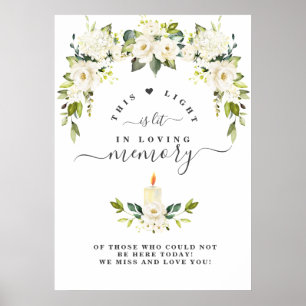Poster Panneau commémoratif In Memoriam Fleurs Blanches