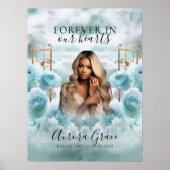 Poster Panneau commémoratif - Roses bleus et portes d'or (Devant)