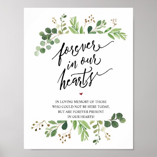 Poster Panneau commémoratif Rustique À jamais dans nos cœ (Devant)
