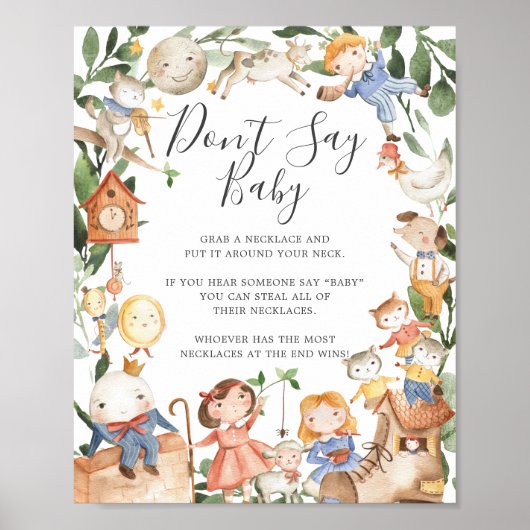 Poster Panneau Comptines Baby Shower Ne dites pas Bébé (Devant)