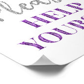 Poster Panneau Confettis Argent Violet Servez-Vous (Coin)