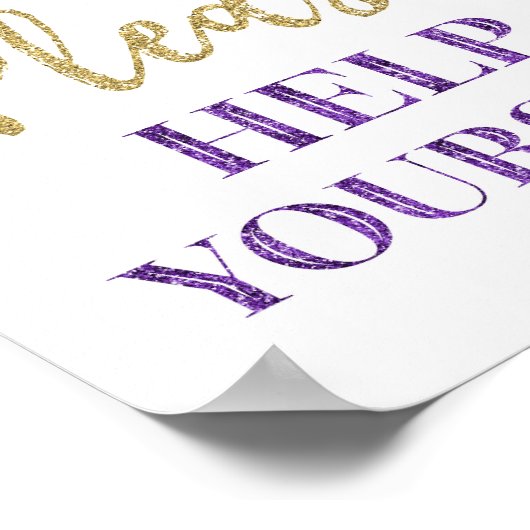 Poster Panneau Confettis Or Violet Servez-Vous (Coin)