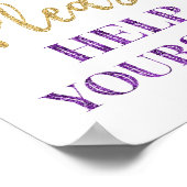 Poster Panneau Confettis Or Violet Servez-Vous S'il Vous  (Coin)