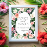 Poster Panneau Conseils et voeux floraux tropicaux<br><div class="desc">Conseils et désirs floraux tropicaux Signez. Voir la collection complète ici : https://www.zazzle.com/collections/watercolor_tropical_flowers_and_leaves-119671500108864210</div>