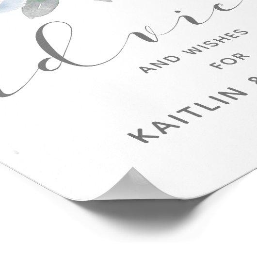 Poster Panneau Conseils nuptiaux bleu et gris Dusty (Coin)