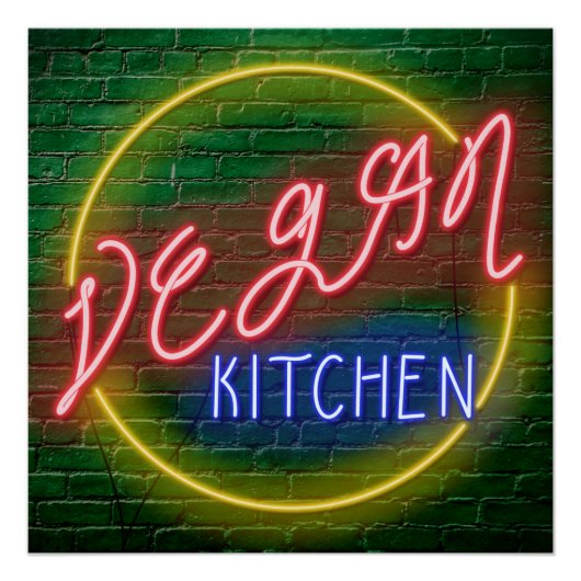 Poster Panneau cuisine Neon Vegan (Devant)