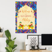 Poster Panneau d'accueil bleu des éléphants mariages hald (Bureau à domicile)