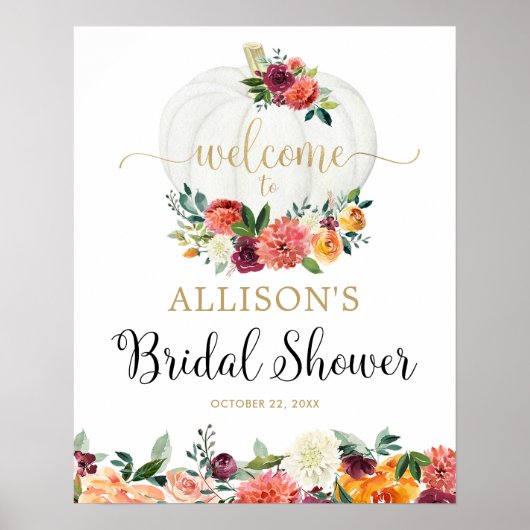 Poster Panneau d'accueil de la douche de mariée bordeaux  (Devant)