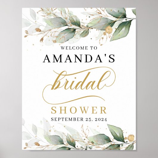 Poster Panneau d'accueil de la douche d'eucalyptus vert (Devant)