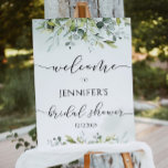 Poster Panneau d'accueil de la douche d'eucalyptus vert<br><div class="desc">Douche nuptiale d'eucalyptus vert Panneau de bienvenue. Éléments correspondants disponibles.</div>
