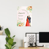 Poster Panneau d'accueil des fiançailles indiens (Bureau à domicile)