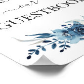 Poster Panneau d'accueil mariage floral bleu aquarelle (Coin)