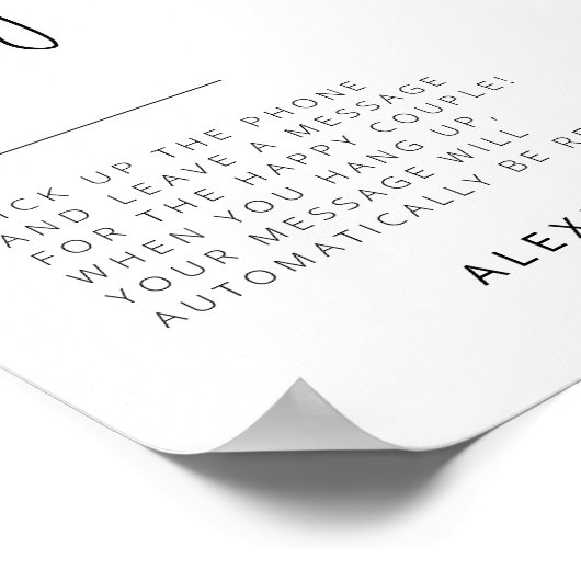 Poster Panneau d'accueil Mariage noir et blanc modifiable (Coin)