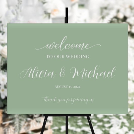 Poster Panneau d'accueil mariage vert menthe