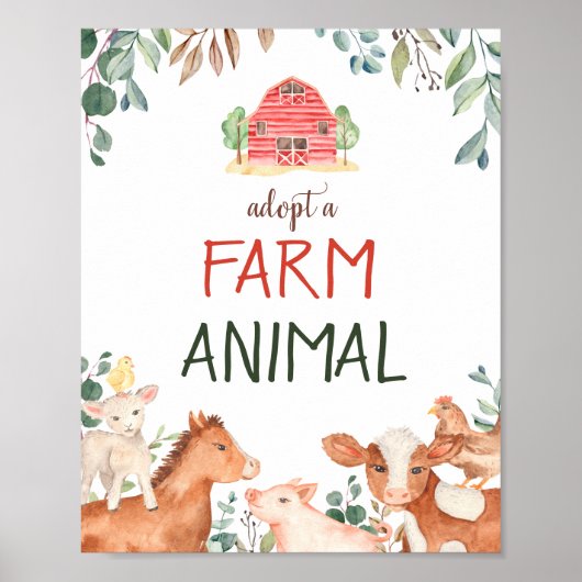 Poster Panneau d'adoption d'animaux de ferme Fête de la f (Devant)