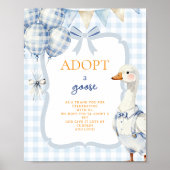 Poster Panneau d'adoption d'une oie Gingham bleu pour gar (Devant)