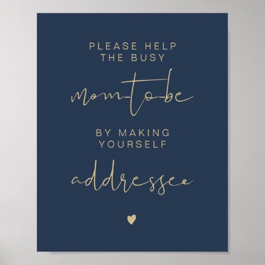 Poster Panneau d'adresse de l'enveloppe CAITLIN Navy & Go (Devant)