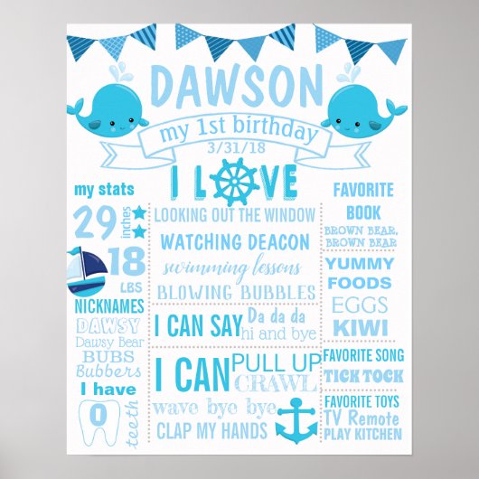 Poster Panneau d'affichage du premier anniversaire nautiq (Devant)