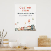 Poster Panneau d'affichage personnalisé Birthday Train (Cuisine)