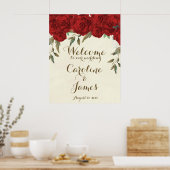 Poster Panneau d'affiche de bienvenue de mariage aux rose (Cuisine)