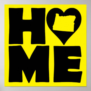 Poster Panneau d'affiche de l'Oregon Home Heart State