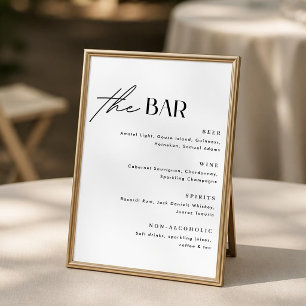 Poster Panneau d'affiche de menu de bar de mariage minima
