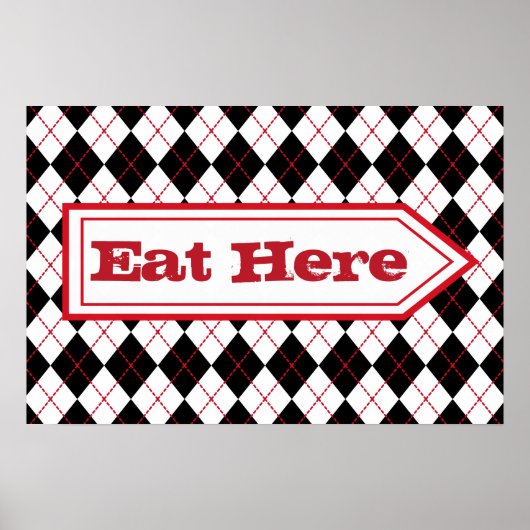 Poster Panneau d'affiche de restaurant Manger ici (Devant)
