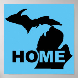 Poster Panneau d'affiche du Michigan, maison loin de l'Ét