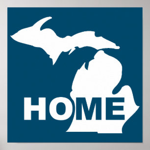 Poster Panneau d'affiche du Michigan, maison loin de l'Ét