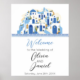 Poster Panneau d'affiche Mariage de bienvenue Santorini G
