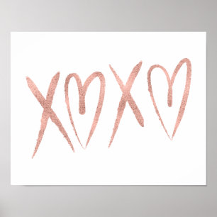 Poster Panneau d'affiche moderne Brossé Rose or Valentine