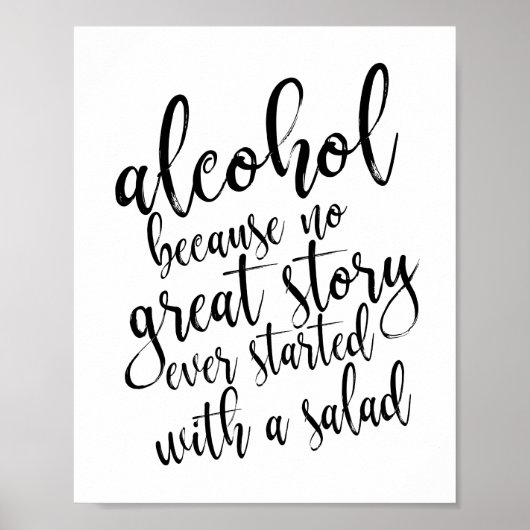Poster Panneau d'alcool de mariage Noir et Blanc 8x10 (Devant)