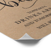 Poster Panneau d'alcool Mariage Open Bar (Coin)