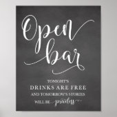 Poster Panneau d'alcool Mariage Open Bar (Devant)