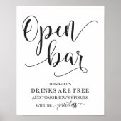 Poster Panneau d'alcool Mariage Open Bar (Devant)