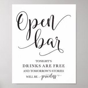 Poster Panneau d'alcool Mariage Open Bar