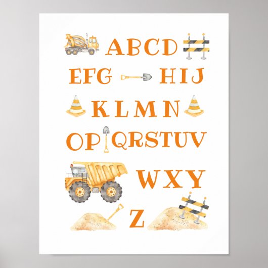 Poster Panneau d'alphabet de construction jaune (Devant)