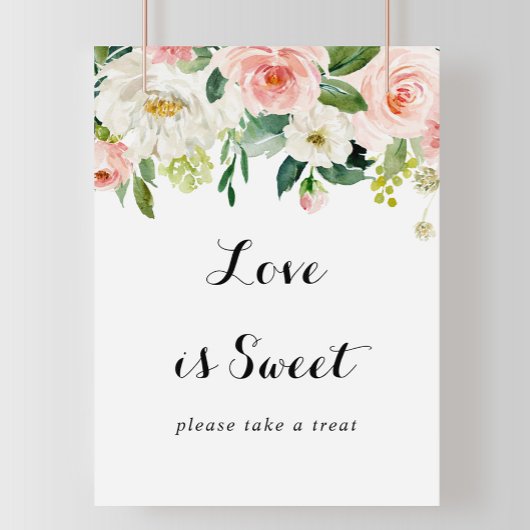 Poster Panneau d'amour de feuillage vert floral simple es