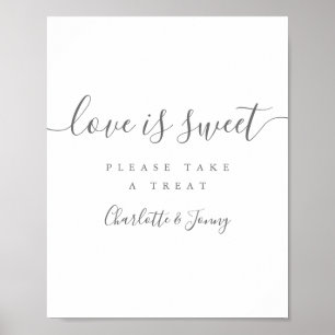 Poster Panneau d'amour de signature de script gris et bla
